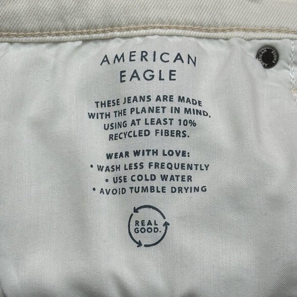 American Eagle Stovepipe Size 16 Ivory Ecru Denim Stretch High-Waisted Jeans - Picture 12 of 16